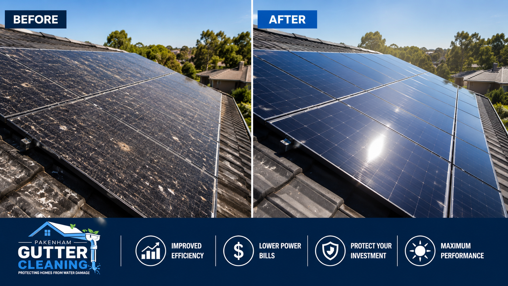 Pakenham Solar Panel Cleaning Before After