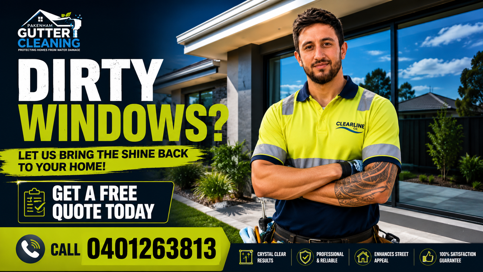 Window cleaning free quote call to action for Pakenham homeowners.